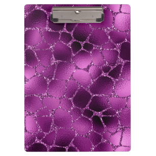 Purple Ombre Glam Glitter Giraffe Spots Pattern Clipboard