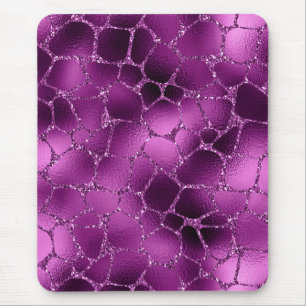 Purple Ombre Glam Glitter Giraffe Spots Pattern Mouse Mat