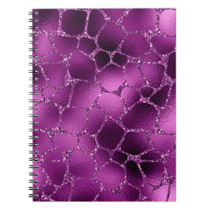 Purple Ombre Glam Glitter Giraffe Spots Pattern Notebook