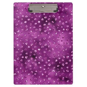 Purple Ombre Glam Glitter Polka Dots Pattern Clipboard