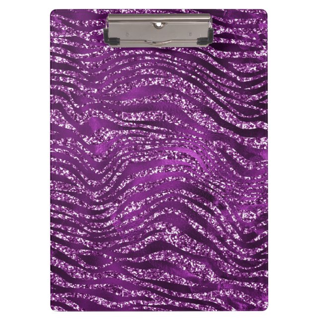 Purple Ombre Glam Glitter Tiger Stripes Pattern  Clipboard (Front)