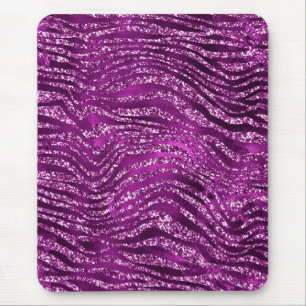 Purple Ombre Glam Glitter Tiger Stripes Pattern Mouse Mat