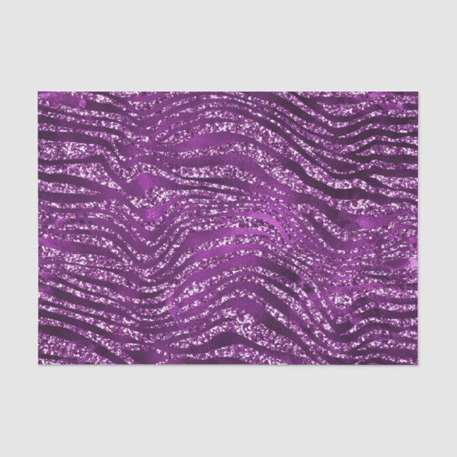 Purple Ombre Glam Glitter Tiger Stripes Pattern  Tissue Paper (Front)