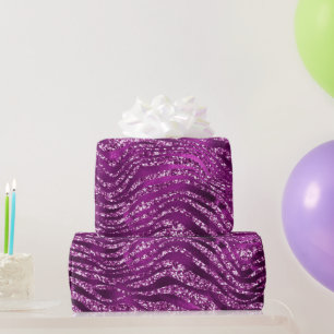 Purple Ombre Glam Glitter Tiger Stripes Pattern Wrapping Paper
