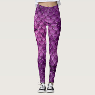 Purple Ombre Glam Mermaid Scales Pattern Leggings