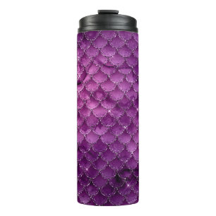 Purple Ombre Glam Mermaid Scales Pattern Thermal Tumbler