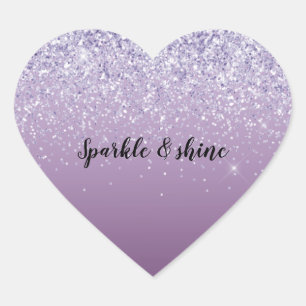 Purple Ombre Glitter Heart Sticker