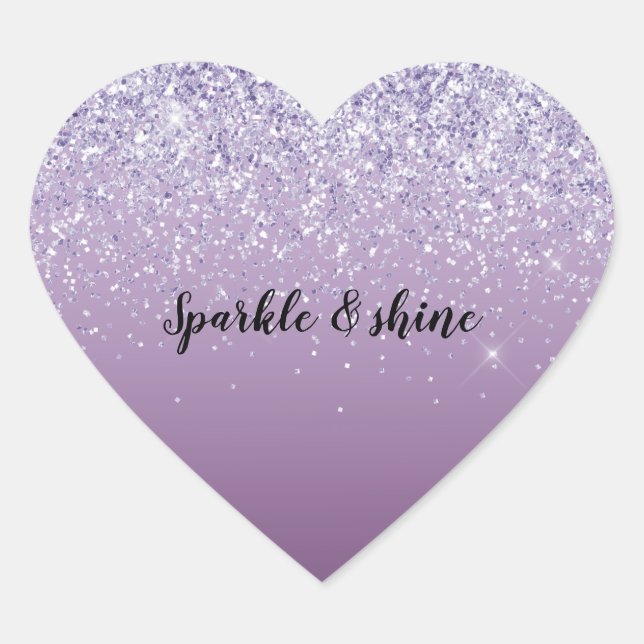 Purple Ombre Glitter Heart Sticker (Front)