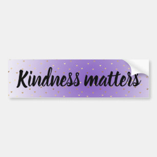 Purple Ombre Gold Hearts Kindness Matters Bumper Sticker