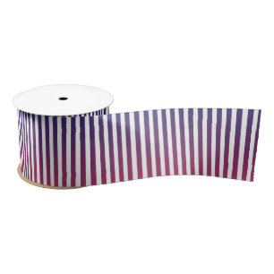 Purple Ombre Gradient Stripe Pattern Satin Ribbon