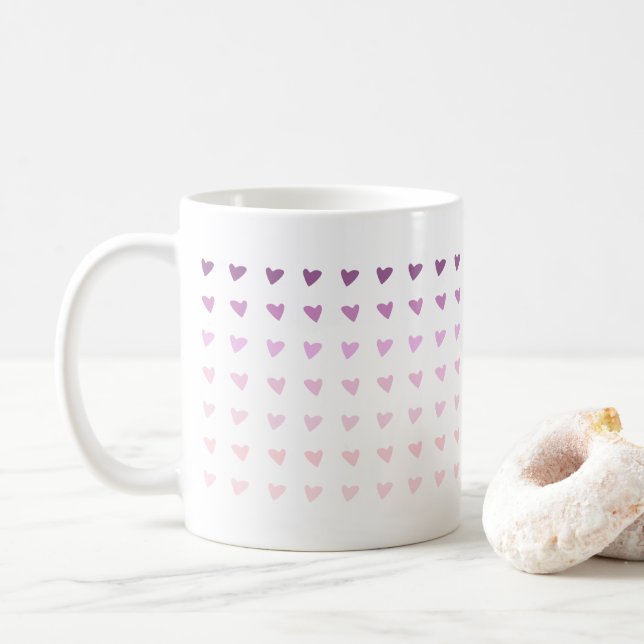 Purple Ombre Heart Valentines Love Mug (With Donut)