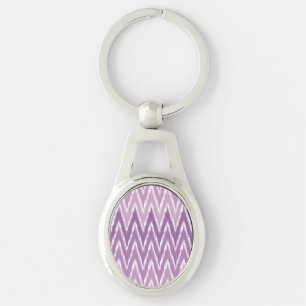 Purple Ombre Ikat Chevron Zig Zag Stripes Pattern Key Ring