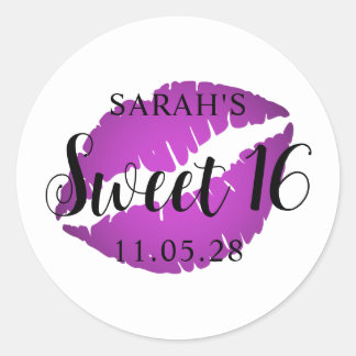 Purple Ombre Lipstick Sweet 16 Classic Round Sticker