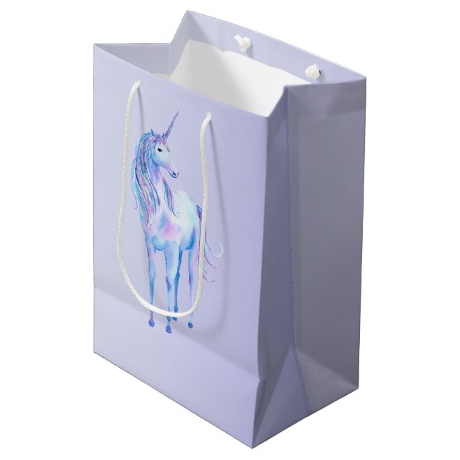 Purple Ombre Magical Unicorn    Medium Gift Bag (Front Angled)