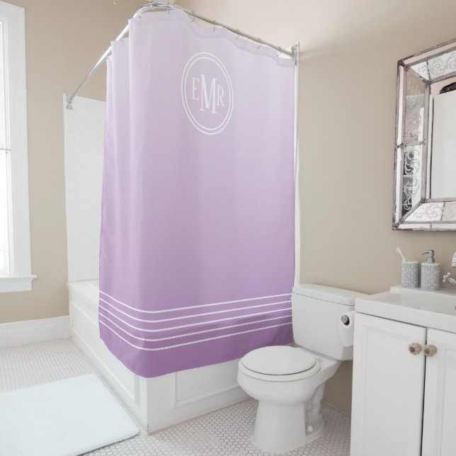 Purple Ombre Monogrammed Shower Curtain (In Situ)