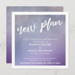 Purple Ombre New Plan Postponed Wedding Card