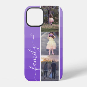 Purple Ombre Photo Collage Family Photos Template iPhone 12 Case