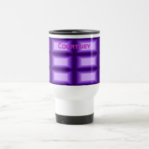 Purple Ombre Rectangles Pattern Personalised Name Travel Mug