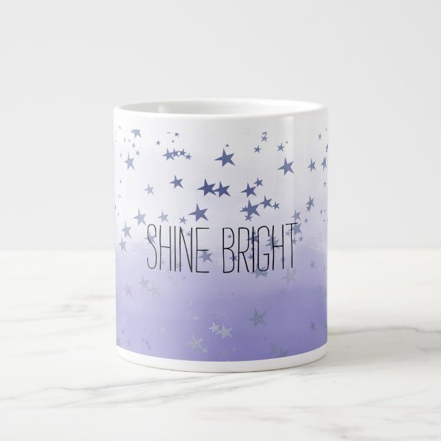 Purple Ombre Stars Large Coffee Mug (Front)