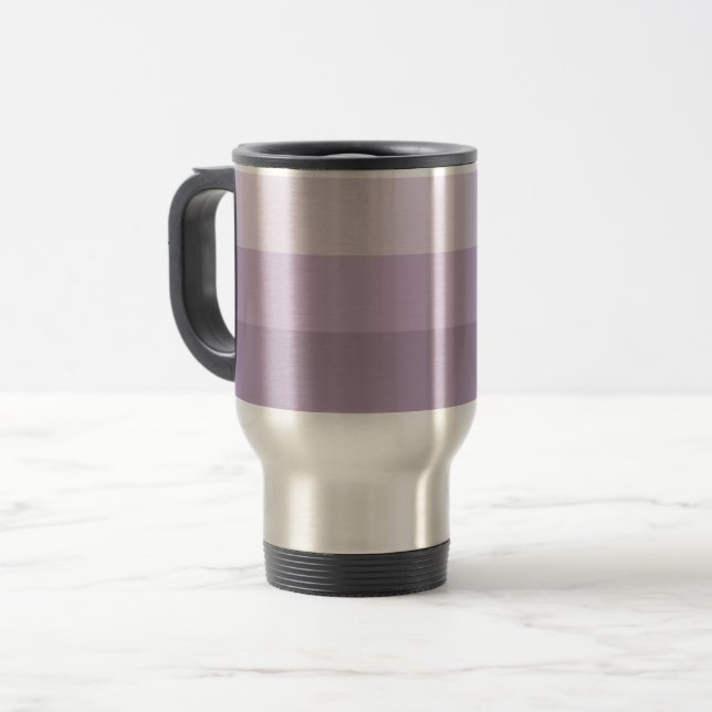 Purple Ombre Striped Travel Mug (Front Left)
