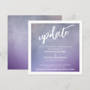 Purple Ombre Texture Postponed Wedding Update Card