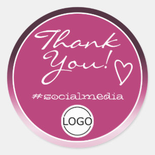 Purple Ombre Thank You Labels Circle Logo Template