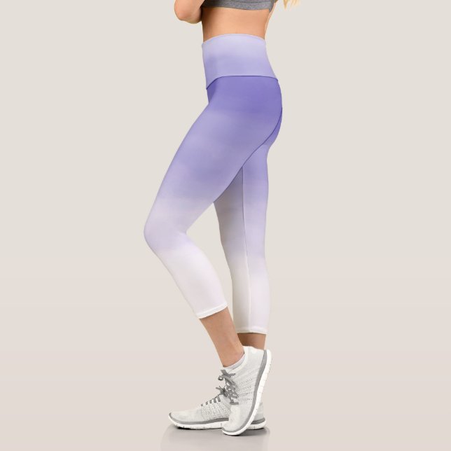 Purple Ombre Watercolor Capri Leggings (Left)