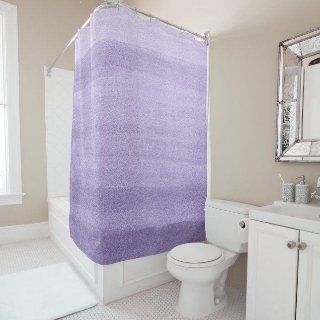 Purple Ombre Watercolor Pattern Shower Curtain (In Situ)