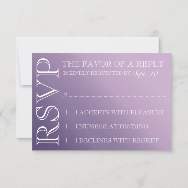 Purple Ombre Wedding Invitation rsvp (Front)