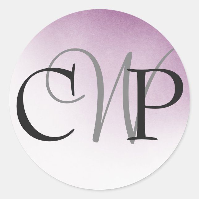 Purple Ombre Wedding Monogram stickers (Front)