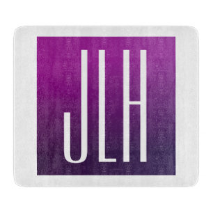 Purple Ombre & White Initials or other Text Cutting Board
