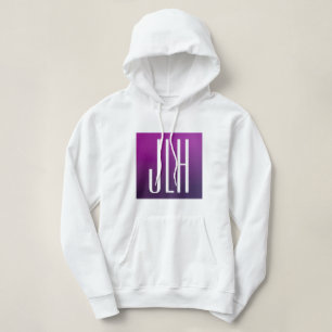 Purple Ombre & White Initials or other Text Hoodie