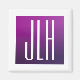 Purple Ombre & White Initials or other Text Magnet