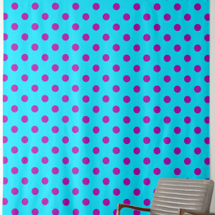 Purple On Blue Polka Dots Pattern Design Fabric