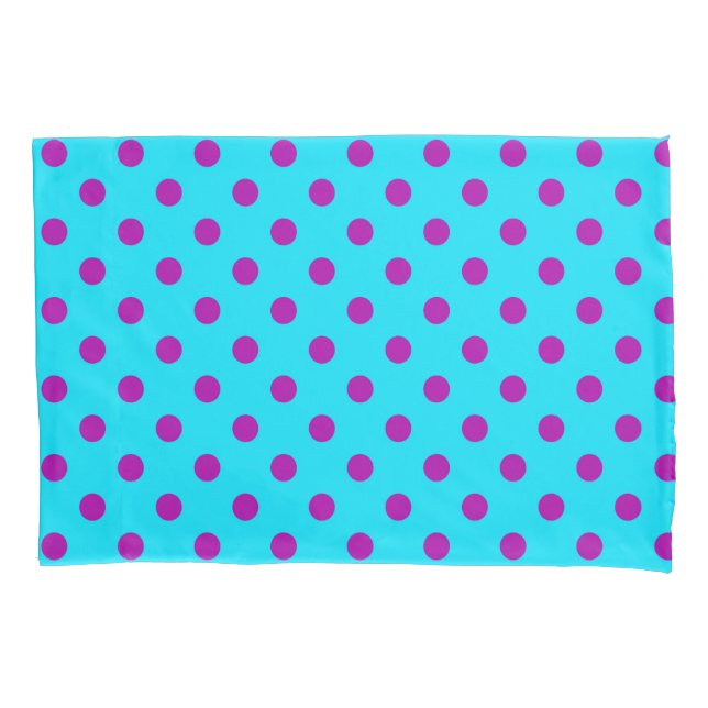 Purple On Blue Polka Dots Pattern Design Pillowcase (Front)
