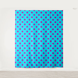 Purple On Blue Polka Dots Pattern Design Tapestry