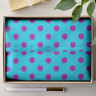Purple On Blue Polka Dots Pattern Design Tissue Paper