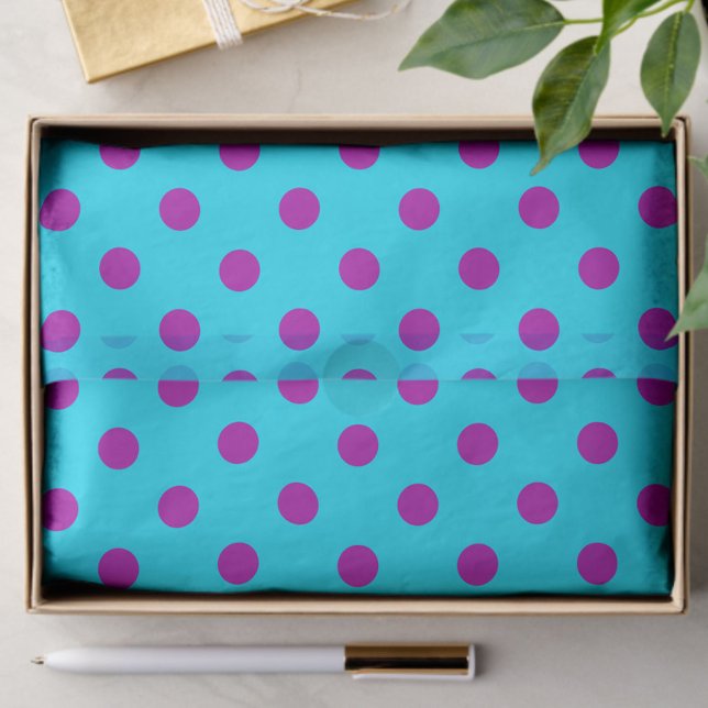 Purple On Blue Polka Dots Pattern Design Tissue Paper (Creator Uploaded)
