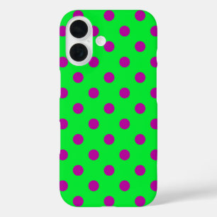 Purple On Green Polka Dots Pattern Design iPhone 16 Case