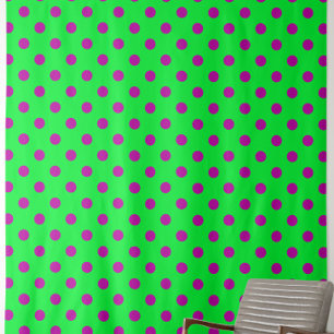 Purple On Green Polka Dots Pattern Design Fabric
