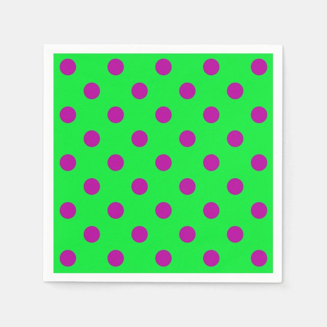 Purple On Green Polka Dots Pattern Design  Napkin (Front)