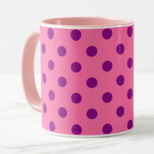 Purple On Pink Polka Dots Pattern Design Mug