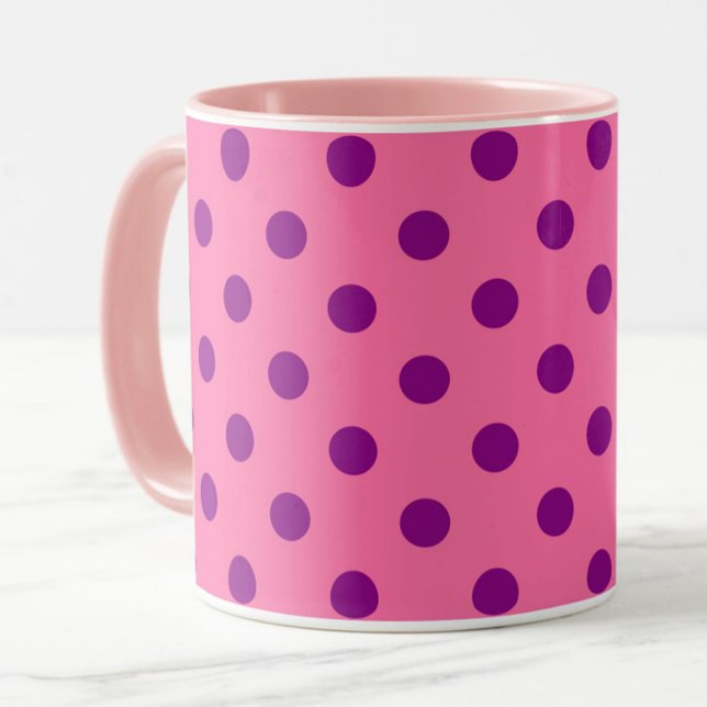 Purple On Pink Polka Dots Pattern Design Mug (Creator Uploaded)