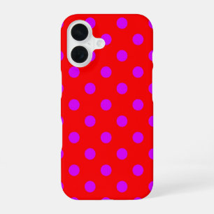 Purple On Red Polka Dots Pattern Design iPhone 16 Case