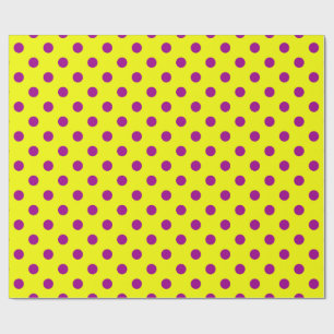 Purple On Yellow Polka Dots Pattern Design Wrapping Paper