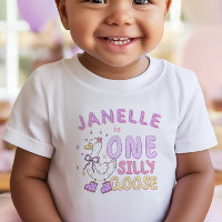 Purple One Silly Goose - Retro Girl First Birthday