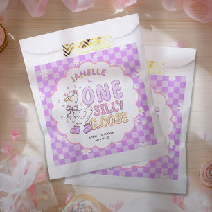 Purple One Silly Goose-Retro Girl First Birthday Favour Bags