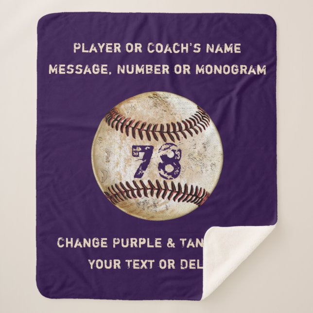 Purple or Your Colours Cosy Sherpa Baseball Sherpa Blanket (Front)
