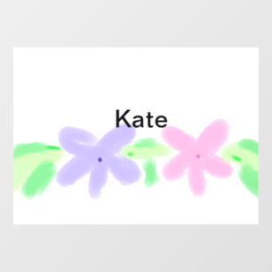 Purple orange abst floral watercolor add name text window cling
