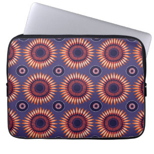 Purple Orange African Circular Shweshwe Laptop Sleeve